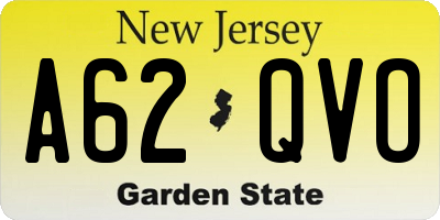 NJ license plate A62QVO