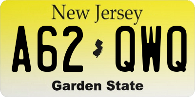 NJ license plate A62QWQ