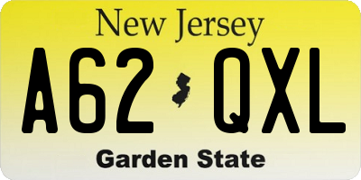 NJ license plate A62QXL