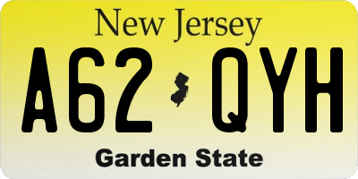 NJ license plate A62QYH
