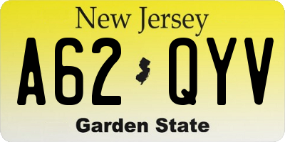 NJ license plate A62QYV