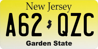 NJ license plate A62QZC