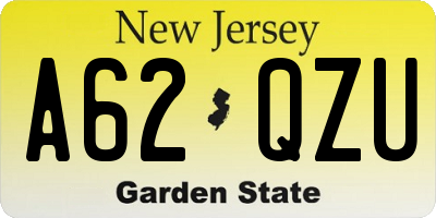 NJ license plate A62QZU