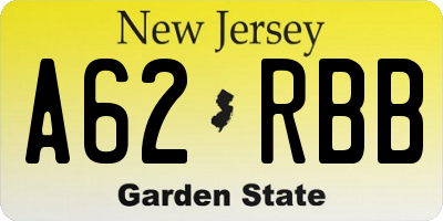 NJ license plate A62RBB