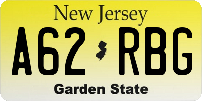 NJ license plate A62RBG