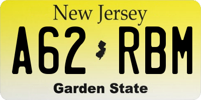 NJ license plate A62RBM