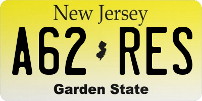 NJ license plate A62RES