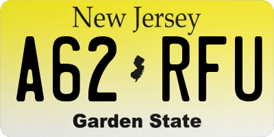 NJ license plate A62RFU