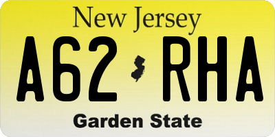 NJ license plate A62RHA