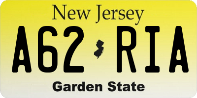 NJ license plate A62RIA