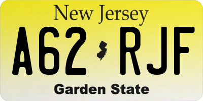 NJ license plate A62RJF