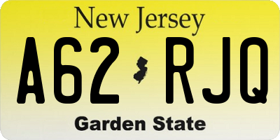 NJ license plate A62RJQ
