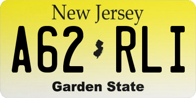 NJ license plate A62RLI