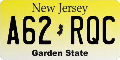 NJ license plate A62RQC