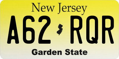 NJ license plate A62RQR