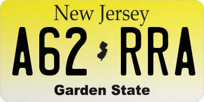 NJ license plate A62RRA