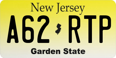 NJ license plate A62RTP