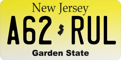 NJ license plate A62RUL