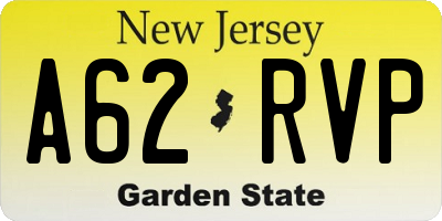 NJ license plate A62RVP