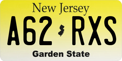 NJ license plate A62RXS