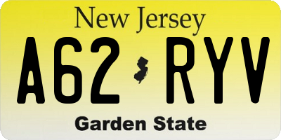 NJ license plate A62RYV