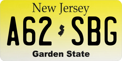 NJ license plate A62SBG