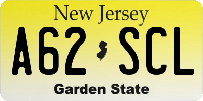 NJ license plate A62SCL