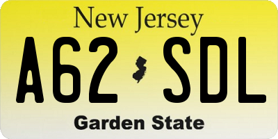 NJ license plate A62SDL