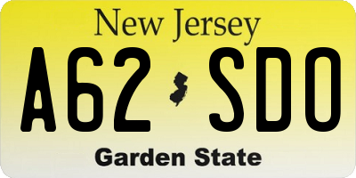 NJ license plate A62SDO