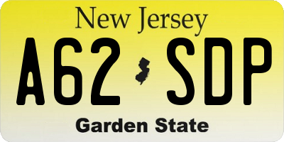 NJ license plate A62SDP