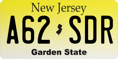 NJ license plate A62SDR