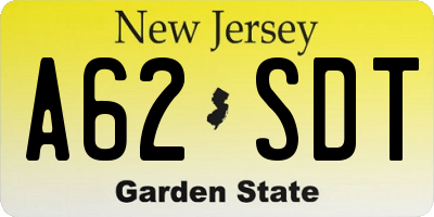 NJ license plate A62SDT