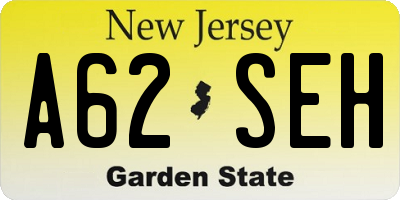 NJ license plate A62SEH