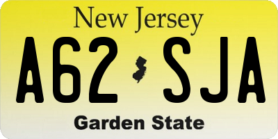 NJ license plate A62SJA