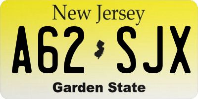 NJ license plate A62SJX