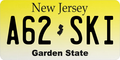 NJ license plate A62SKI
