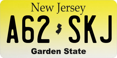 NJ license plate A62SKJ