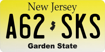 NJ license plate A62SKS
