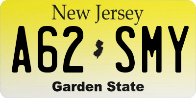 NJ license plate A62SMY