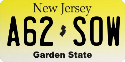NJ license plate A62SOW