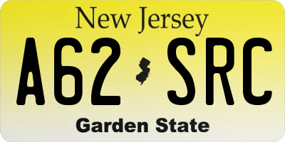 NJ license plate A62SRC