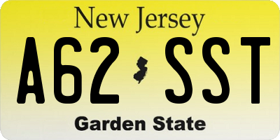 NJ license plate A62SST