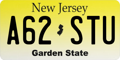 NJ license plate A62STU