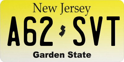 NJ license plate A62SVT