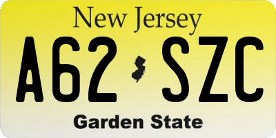 NJ license plate A62SZC