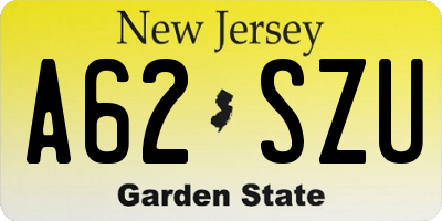 NJ license plate A62SZU