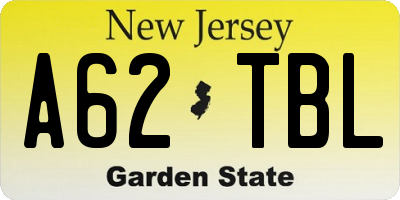 NJ license plate A62TBL