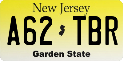 NJ license plate A62TBR