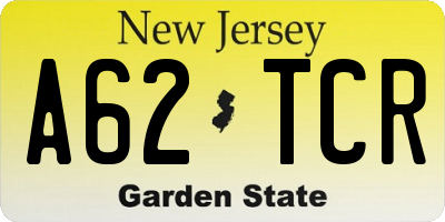NJ license plate A62TCR