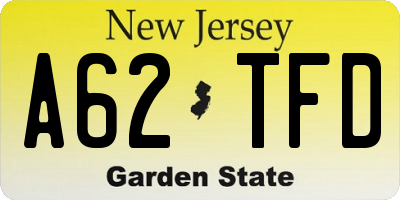 NJ license plate A62TFD